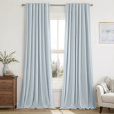 miulee linen full blackout curtains back tab pleat hook belt clip rings light blue 52Wx108L